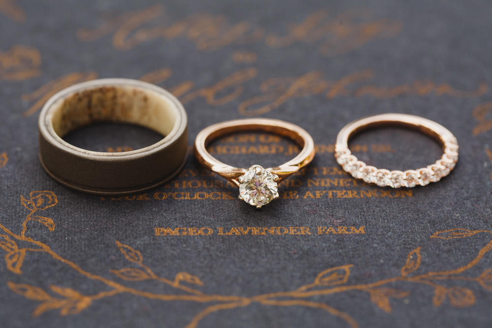 Yellow Gold Rings Bands Diamond Enchanted Forest Wedding Kristen Booth Photography