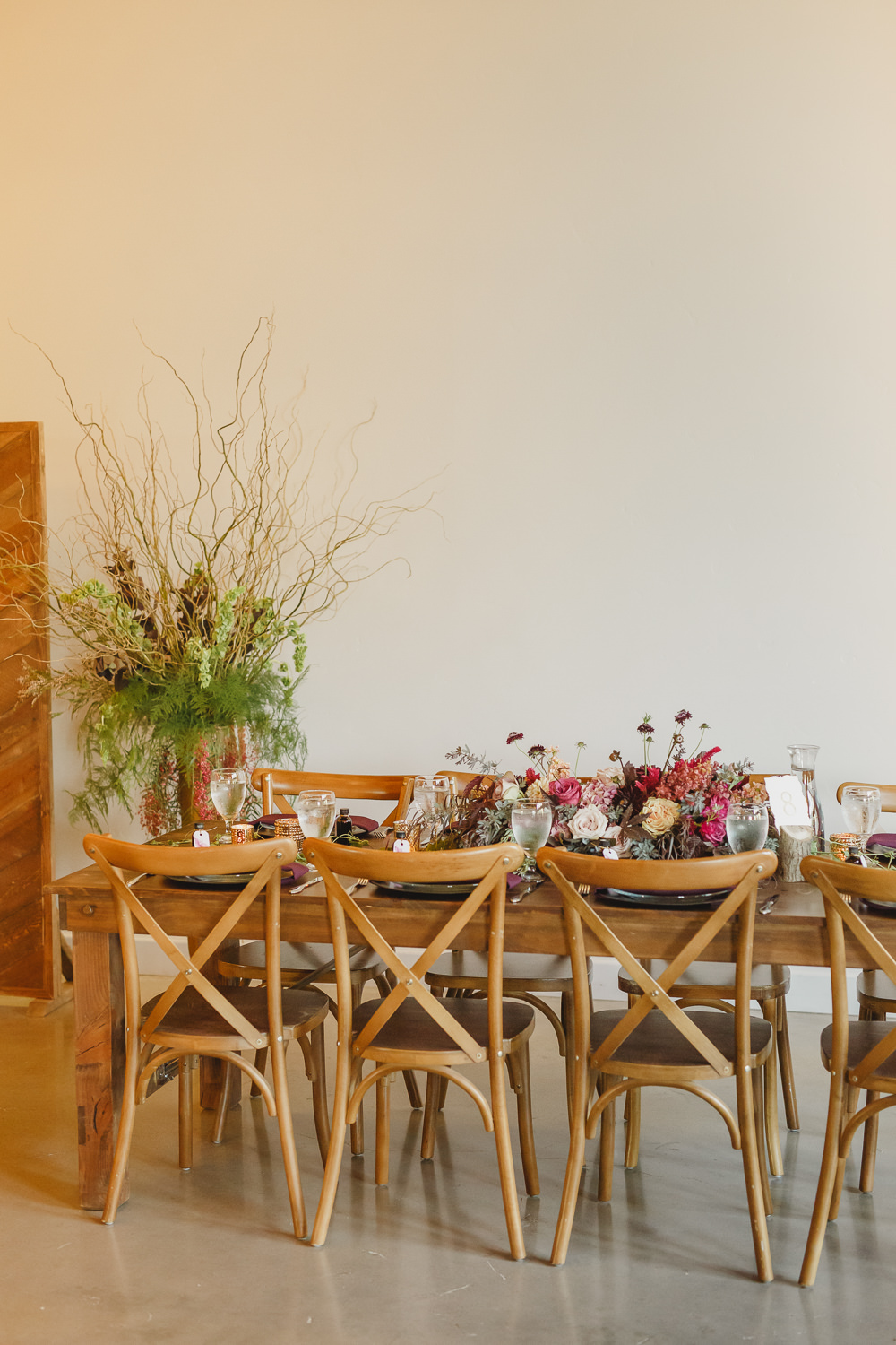 Table Decor Tablescape Flowers Black Plates Red Napkins Candles Enchanted Forest Wedding Kristen Booth Photography