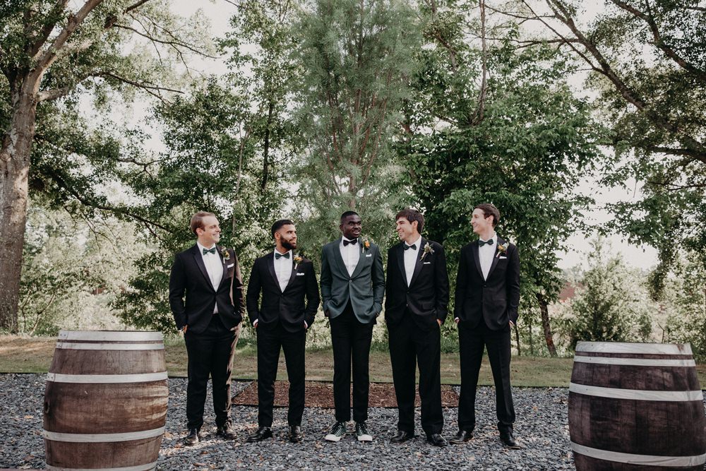Groom Suit Bow Tie Green Groomsmen Georgia Wedding Aline Marin Photography