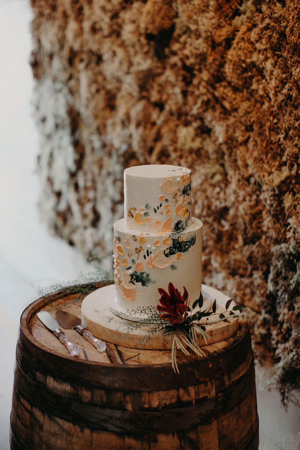 Painted Cake Brush Stoke Barrel Georgia Wedding Aline Marin Photography