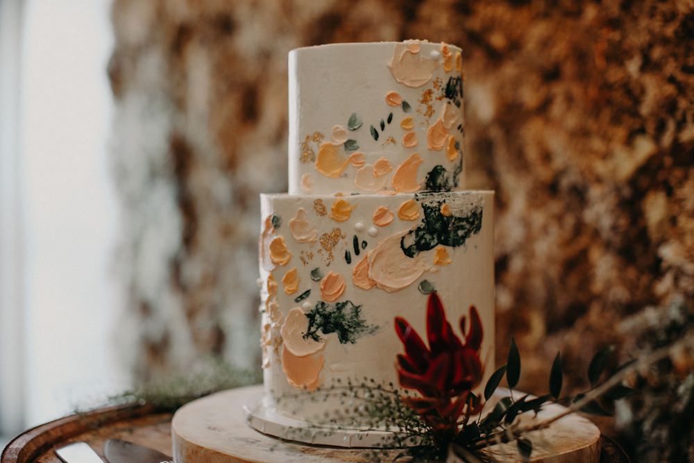Painted Cake Brush Stoke Barrel Georgia Wedding Aline Marin Photography