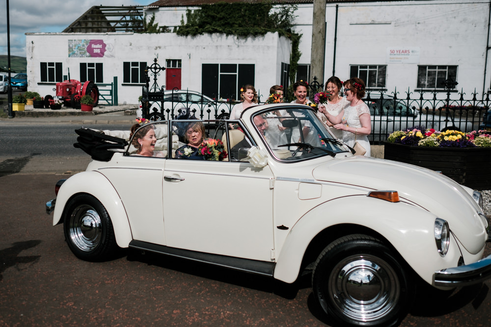 VW Beetle Car Transport Glenarm Castle Wedding Jonathan Ryder Photography