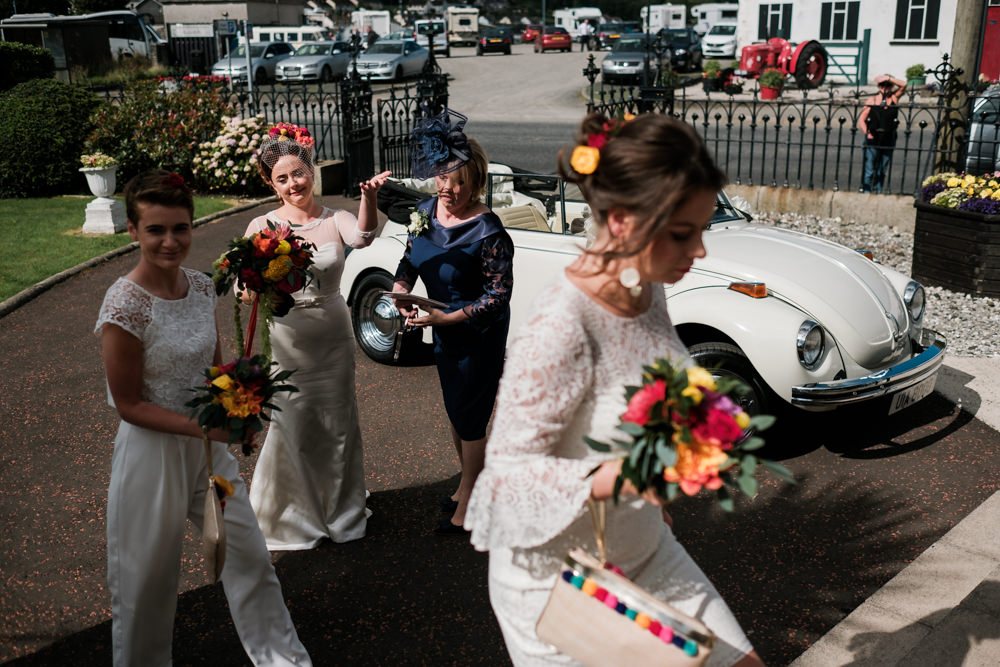 Bridesmaids Bridesmaid Dress Dresses White Mismatched Glenarm Castle Wedding Jonathan Ryder Photography