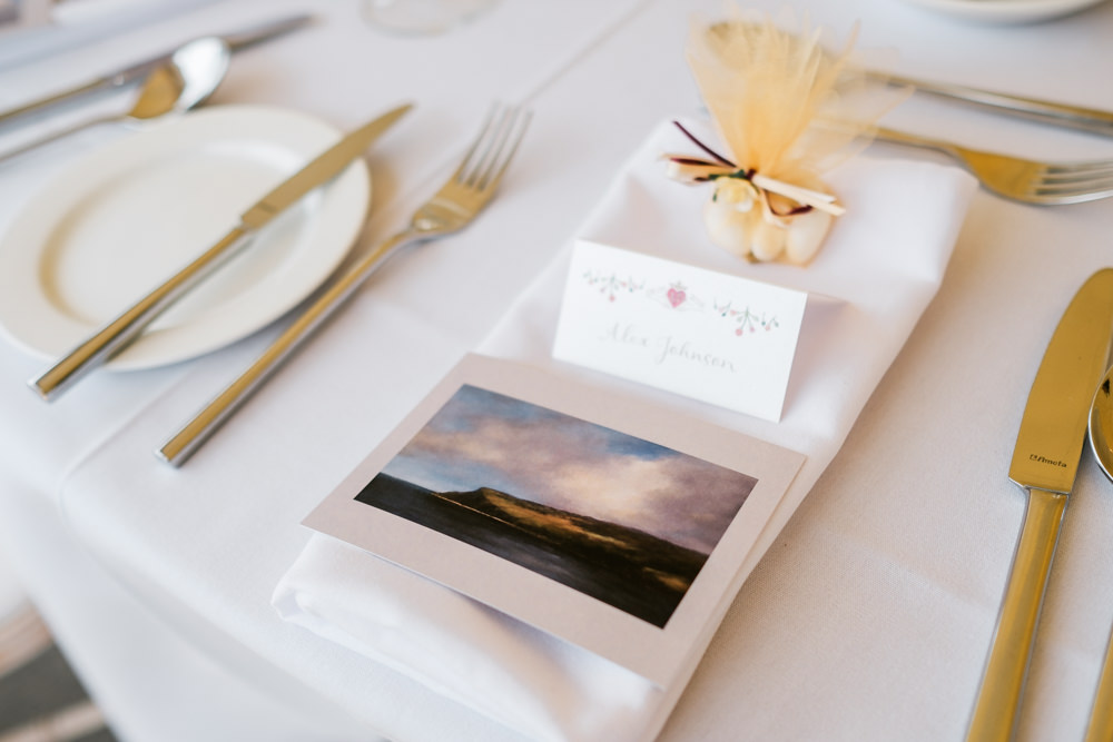 Place Name Card Setting Glenarm Castle Wedding Jonathan Ryder Photography