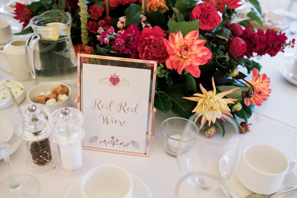 Centrepiece Flowers Colourful Decor Glenarm Castle Wedding Jonathan Ryder Photography