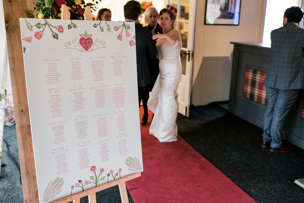 Table Plan Seating Chart Glenarm Castle Wedding Jonathan Ryder Photography