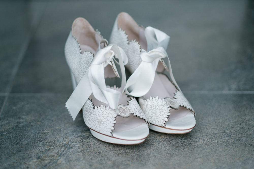 Bride Bridal Shoes Ribbon Glenarm Castle Wedding Jonathan Ryder Photography