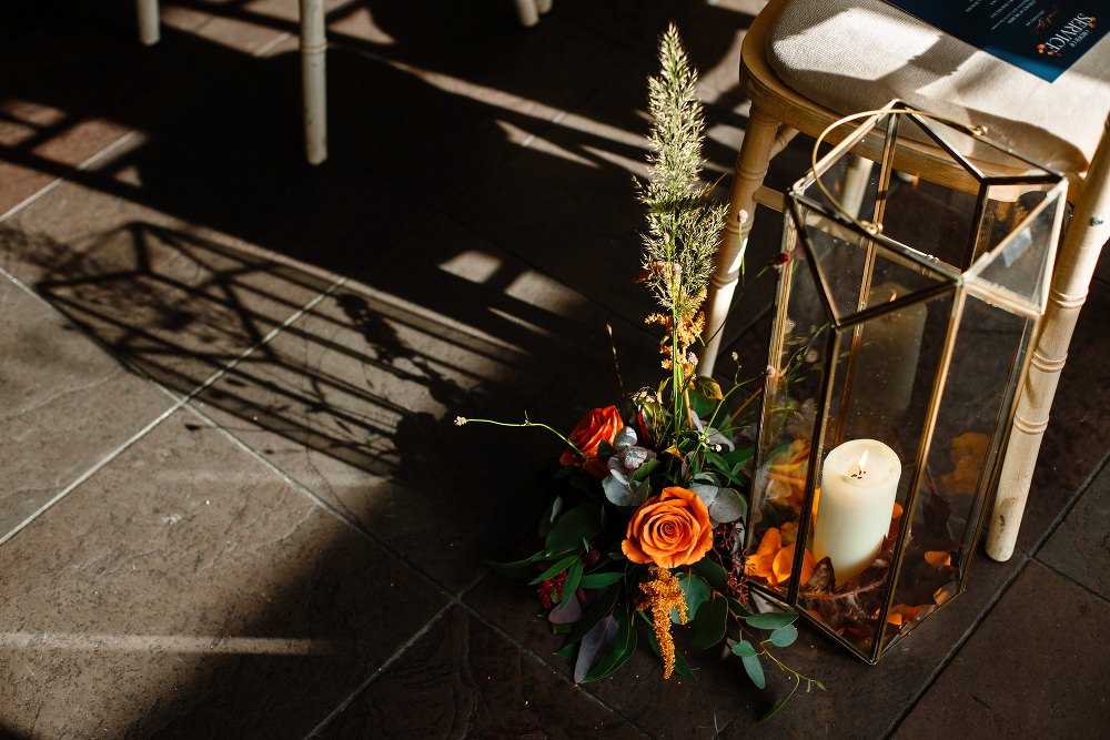 Hurricane Lantern Candle Flowers Pew End Aisle Decor Great John Street Hotel Wedding About Today Photography