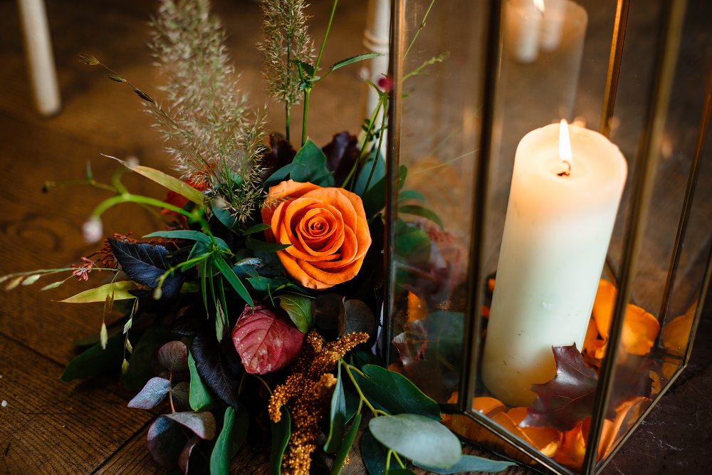 Hurricane Lantern Candle Flowers Pew End Aisle Decor Great John Street Hotel Wedding About Today Photography