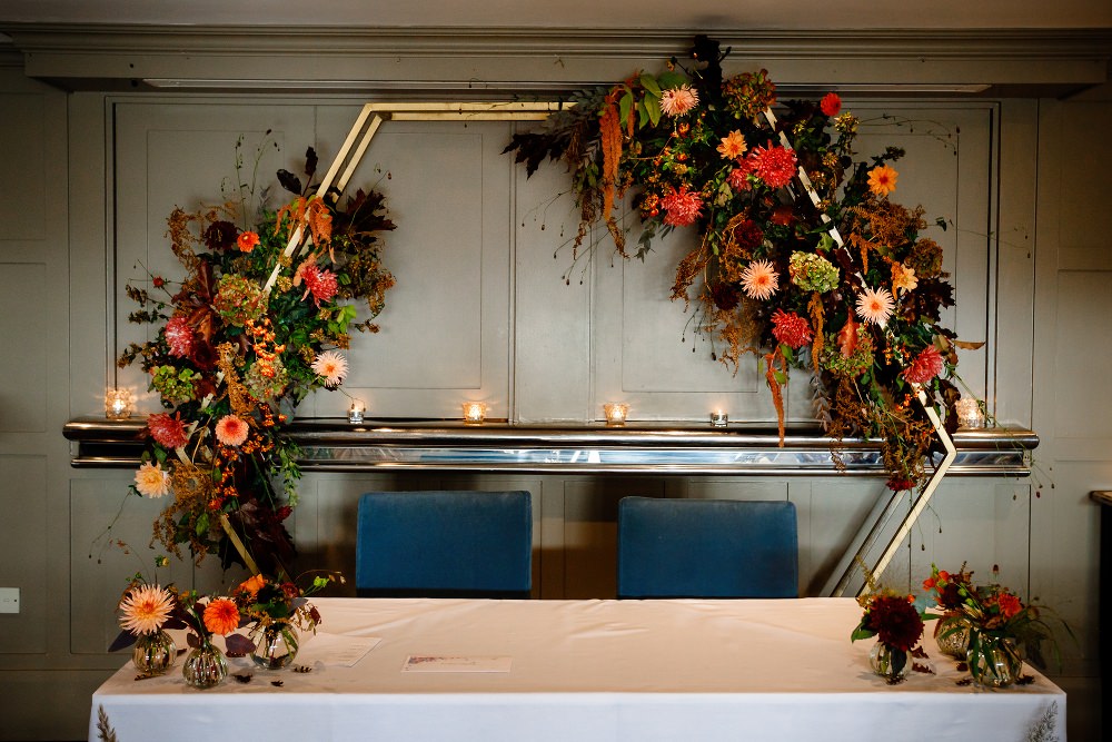 Hexagon Flower Arch Autumn Greenery Great John Street Hotel Wedding About Today Photography