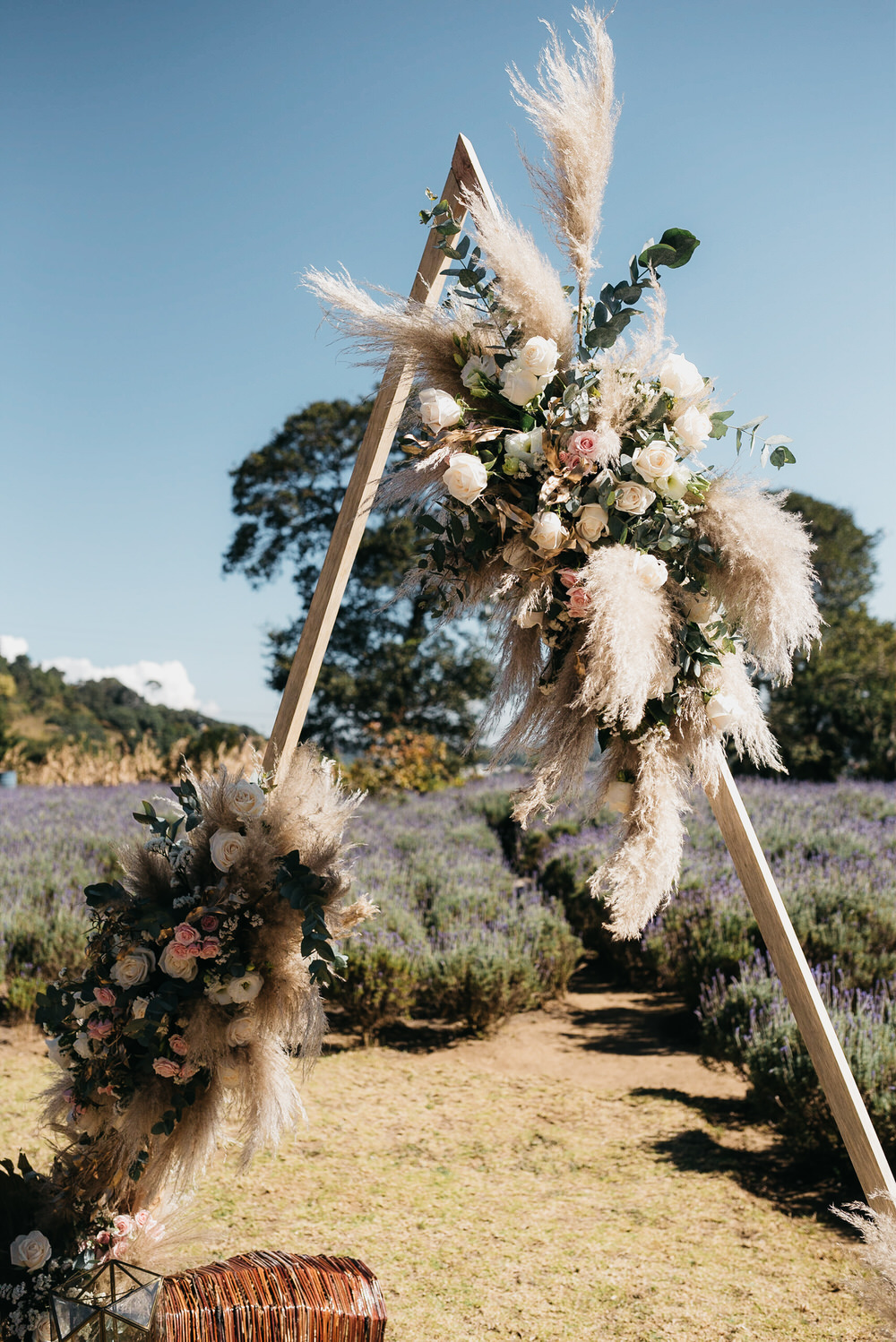 Aisle Ceremony Backdrop Triangle Flowers Pampas Grass Guatemala Wedding Daniel Lopez Perez Photography