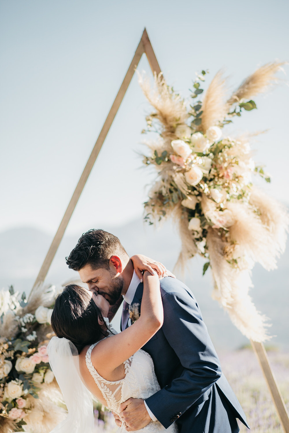 Aisle Ceremony Backdrop Triangle Flowers Pampas Grass Guatemala Wedding Daniel Lopez Perez Photography