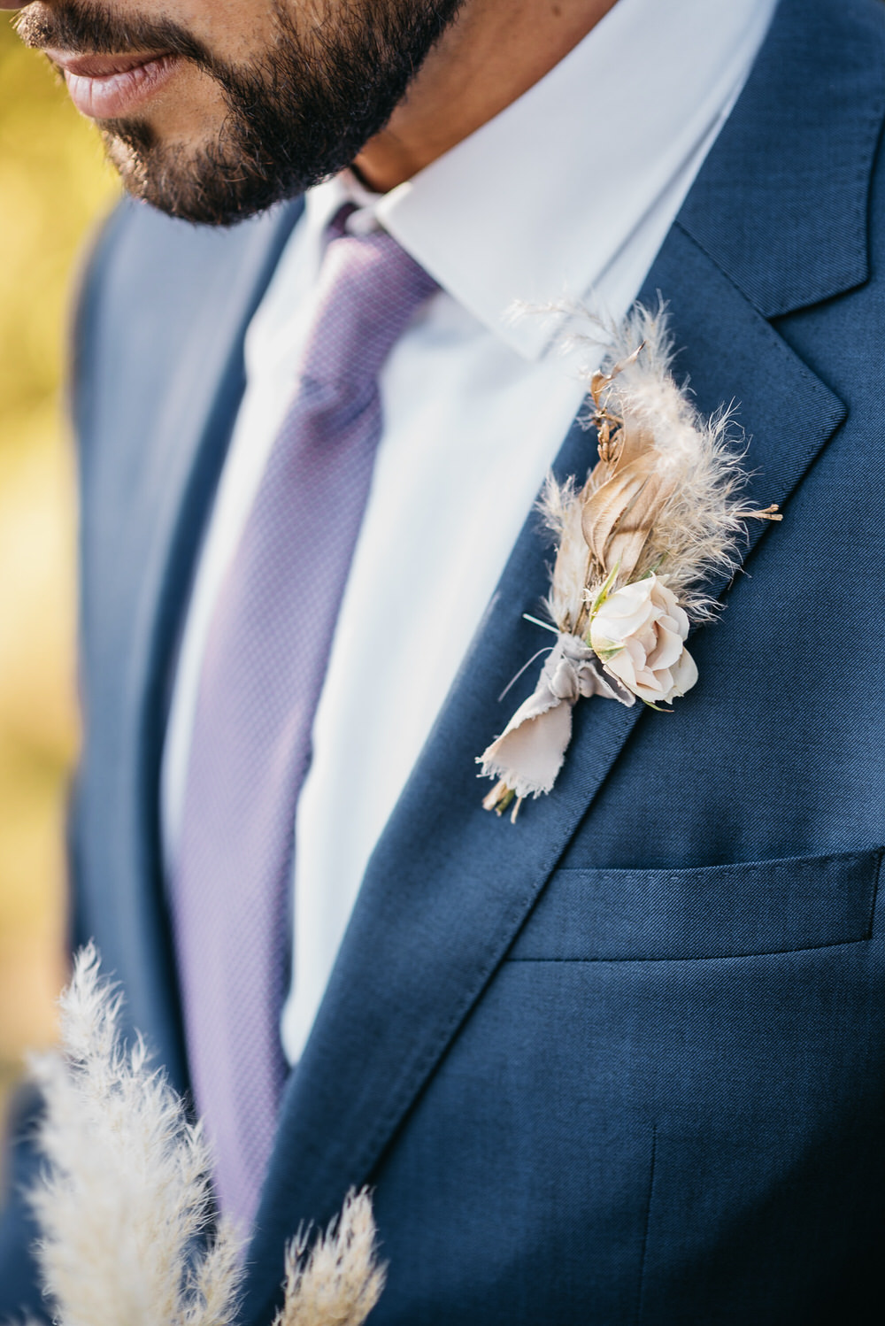 Groom Buttonhole Pampas Grass Guatemala Wedding Daniel Lopez Perez Photography
