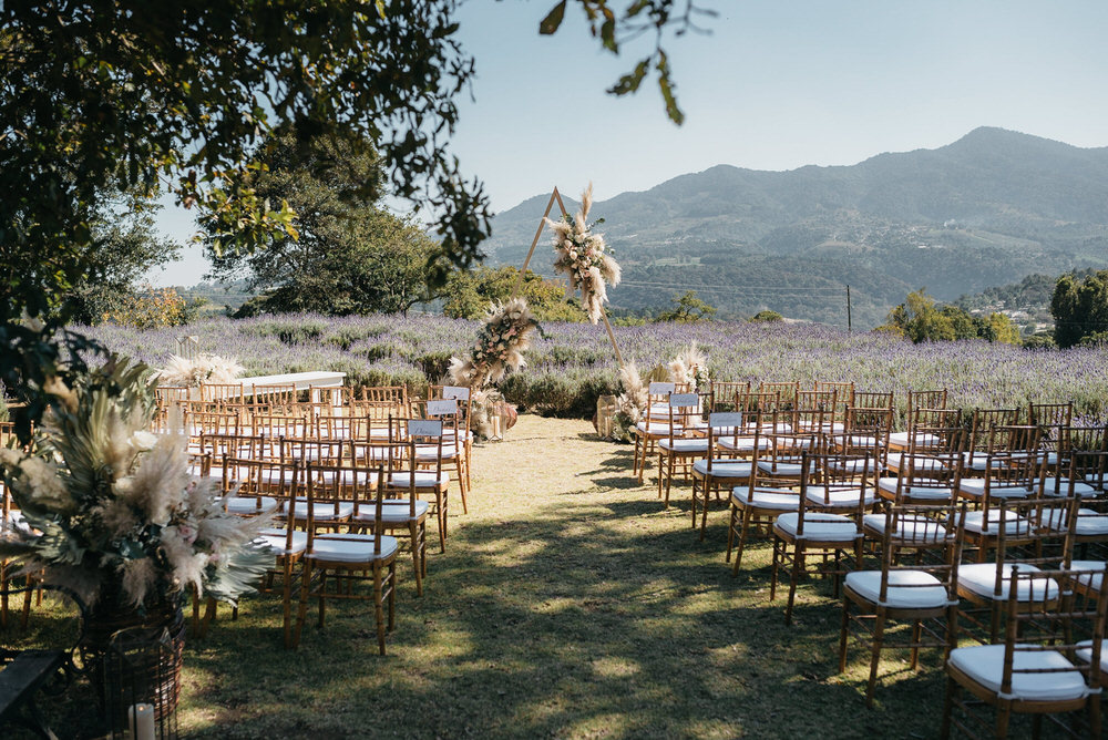 Aisle Ceremony Backdrop Triangle Flowers Pampas Grass Guatemala Wedding Daniel Lopez Perez Photography