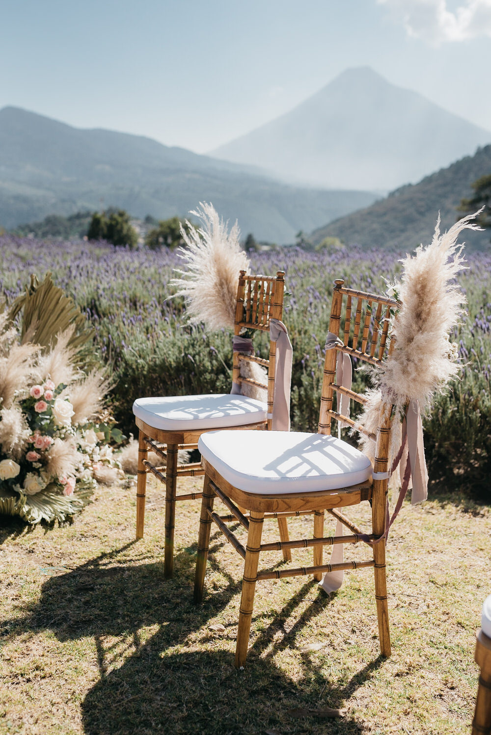 Chairs Pampas Grass Sign Ceremony Guatemala Wedding Daniel Lopez Perez Photography