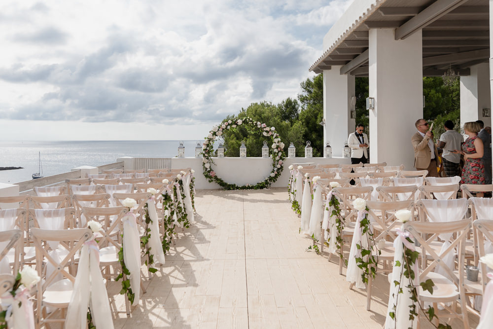Moongate Flower Arch Ceremony Backdrop Ibiza Destination Wedding David Christopher Photography