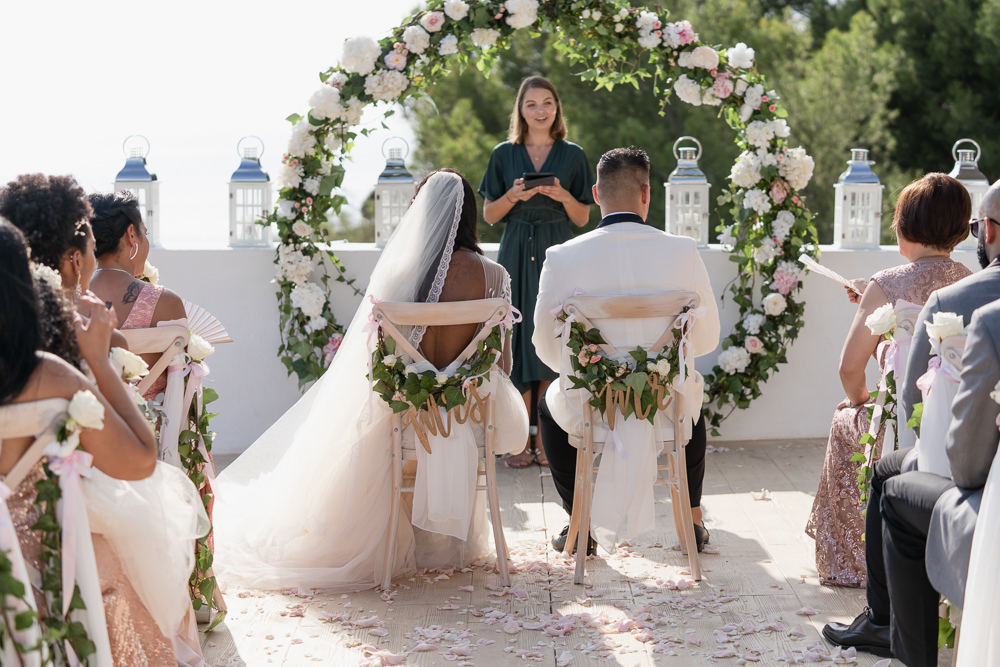 Moongate Flower Arch Ceremony Backdrop Ibiza Destination Wedding David Christopher Photography