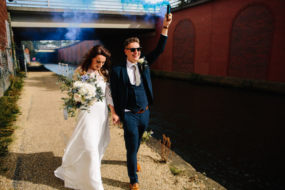 Groom Suit Navy Indie Warehouse Wedding Dan Hough Photo