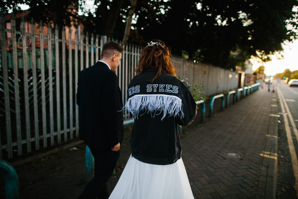 Bride Bridal Leather Jacket Indie Warehouse Wedding Dan Hough Photo