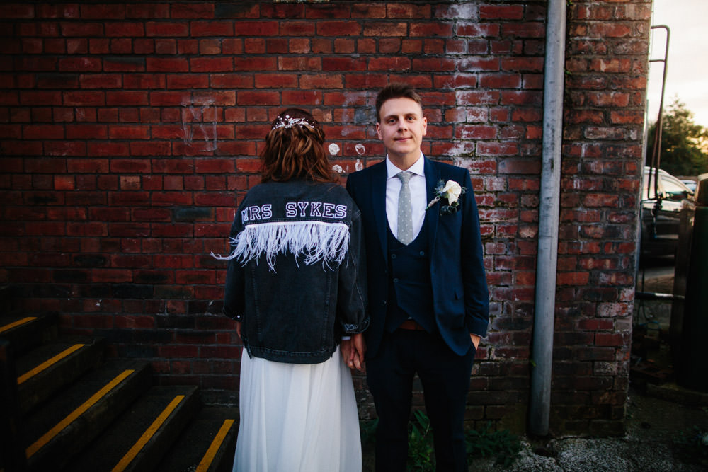 Bride Bridal Leather Jacket Indie Warehouse Wedding Dan Hough Photo
