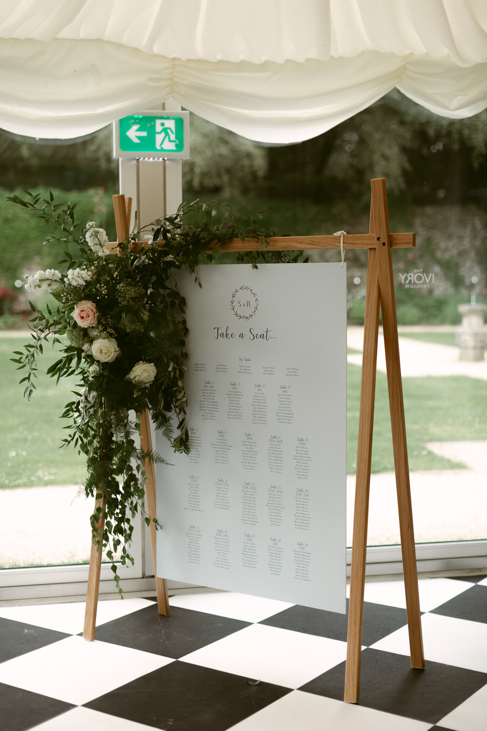 Table Plan Seating Chart Sign Signs Signage Flowers Banner Ivory Pavilion Wedding Iain Irwin Photography