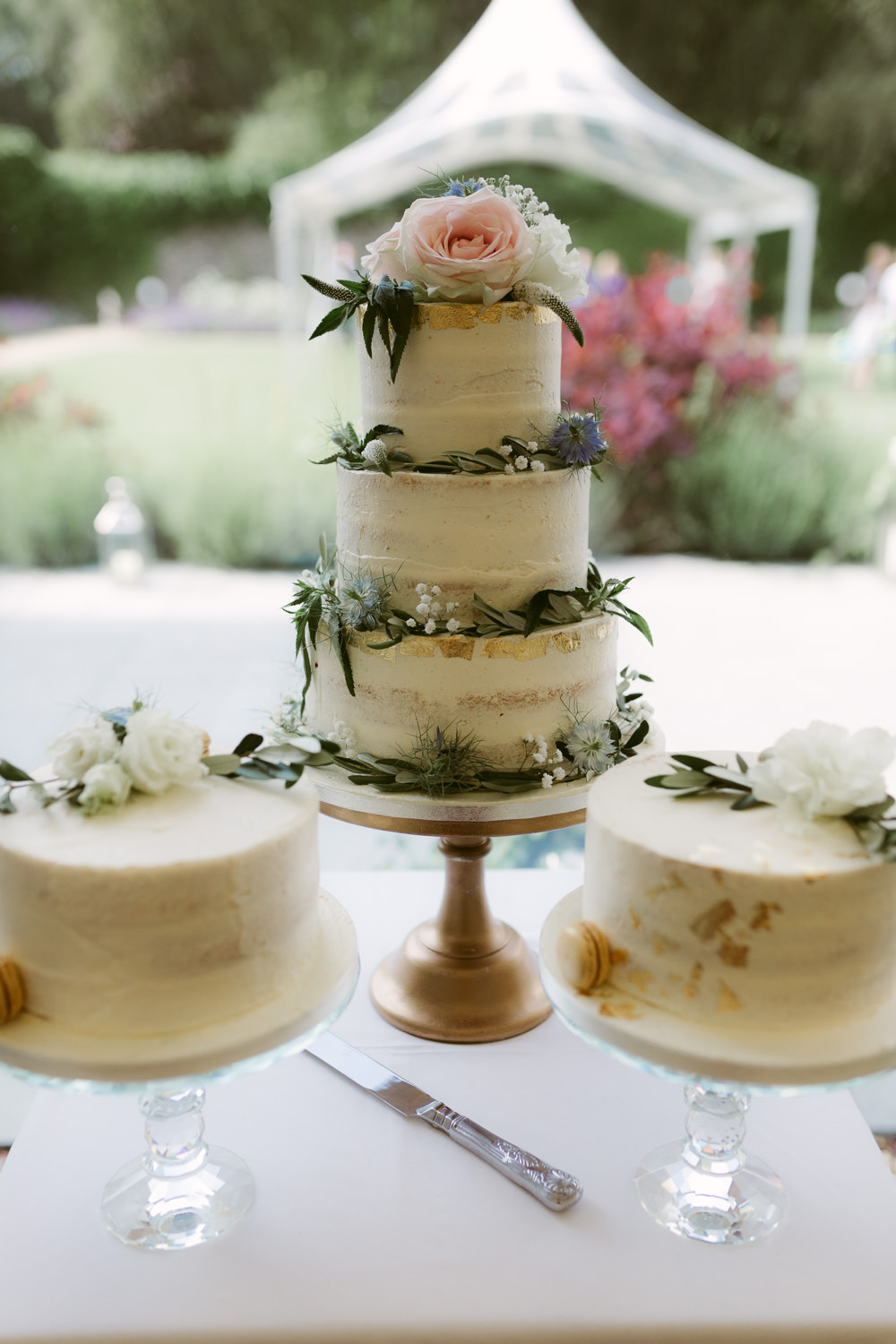 Buttercream Cake Foliage Greenery Gold Leaf Ivory Pavilion Wedding Iain Irwin Photography