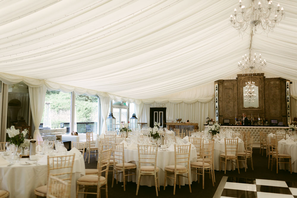 Marquee Lining Reception Ivory Pavilion Wedding Iain Irwin Photography