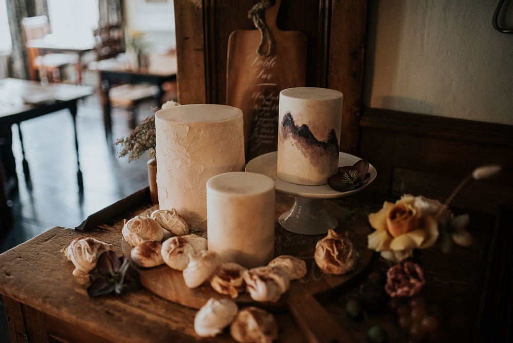Cake Table Iced Cakes Painted Lake District Elopement Jenny Appleton Photography