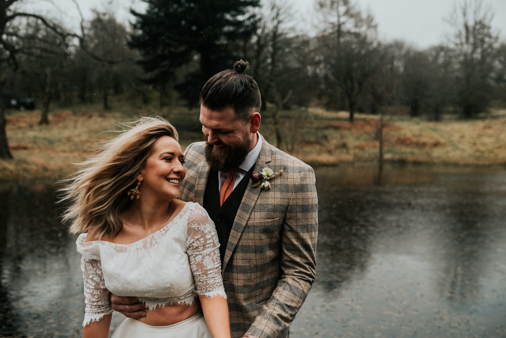 Groom Check Suit Orange Tie Lake District Elopement Jenny Appleton Photography