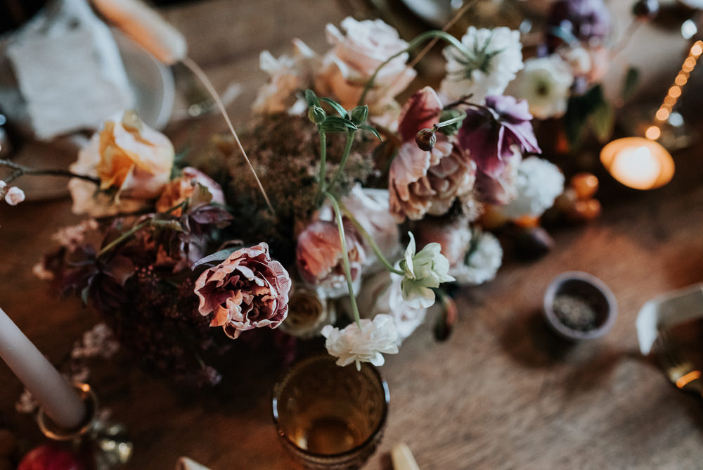 Centrepiece Flowers Pink White Lake District Elopement Jenny Appleton Photography