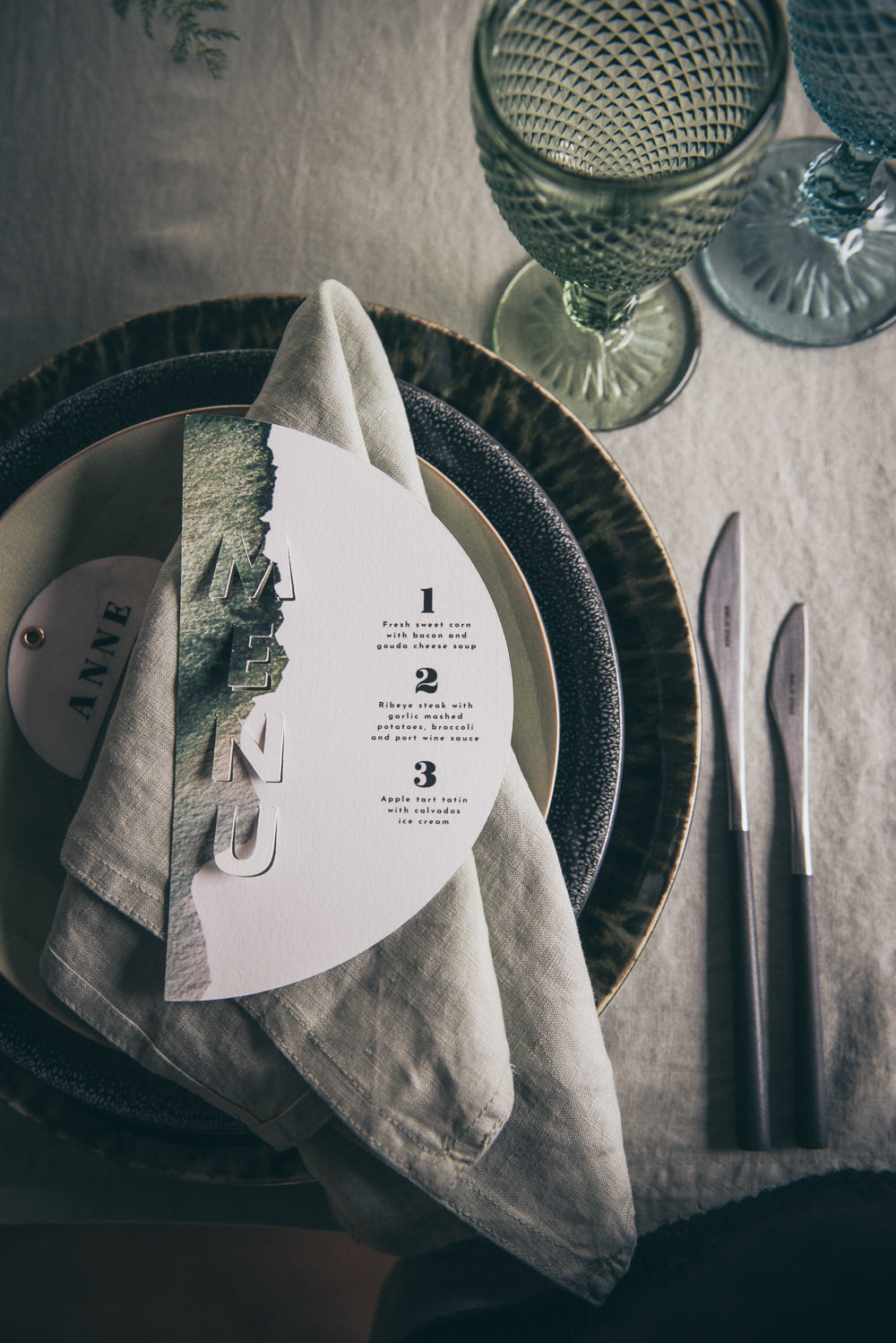 Place Setting Decor Menu Napkin Place Name Card Modern Wedding Ideas Cat Arwel Photography
