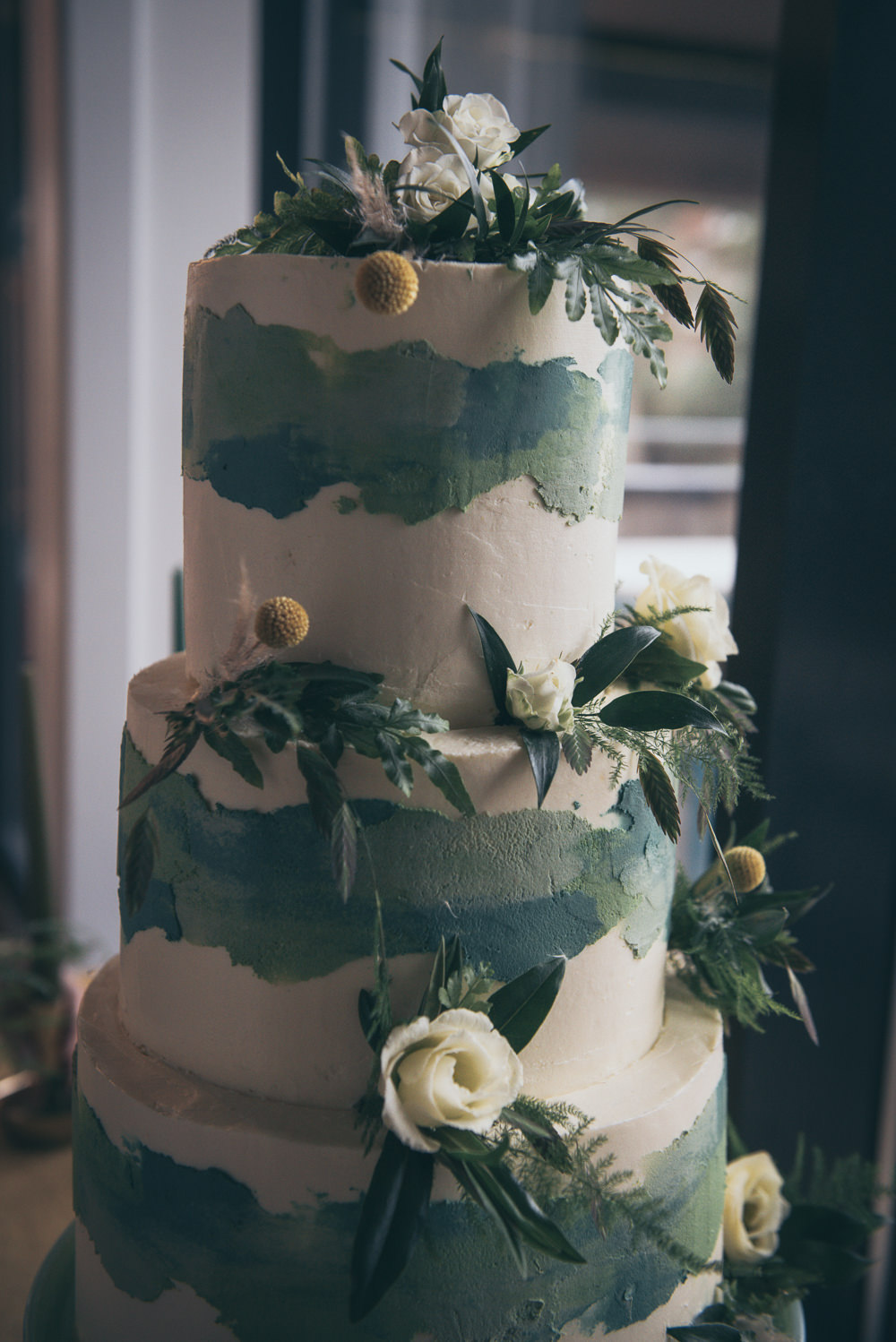 Green Watercolour Cake Painted Greenery Foliage Modern Wedding Ideas Cat Arwel Photography