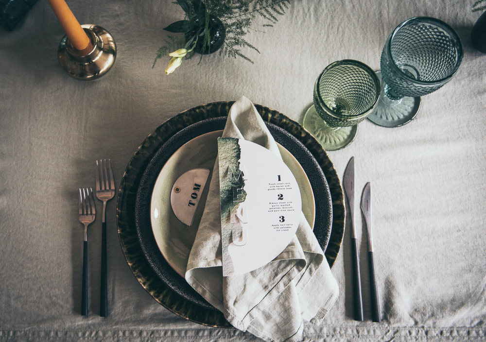 Place Setting Decor Menu Napkin Place Name Card Modern Wedding Ideas Cat Arwel Photography