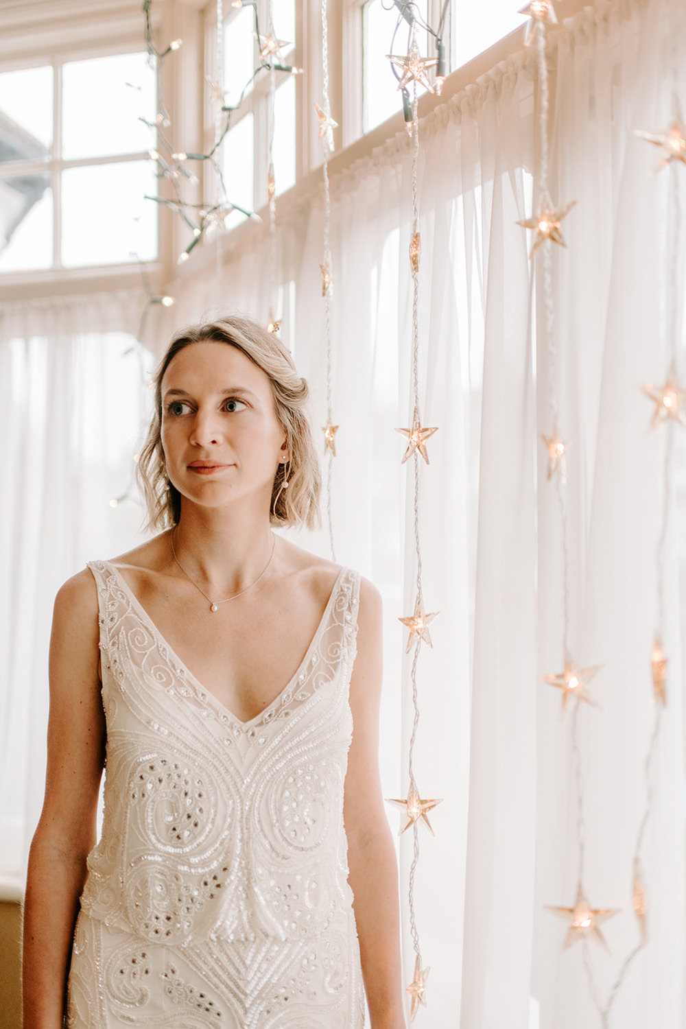 Dress Gown Bride Bridal Phase Eight Sparkly Beaded NYE Wedding Ellie Gillard Photography