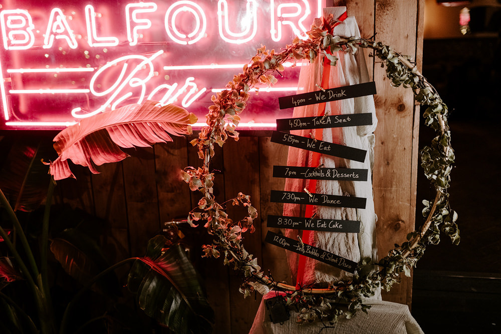 Hoop Sign Signs Signage Flowers Floral NYE Wedding Ellie Gillard Photography