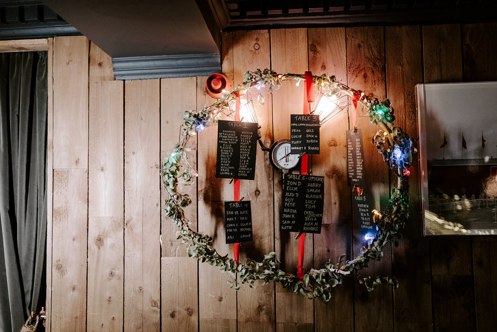 Hoop Sign Signs Signage Flowers Floral Table Plan NYE Wedding Ellie Gillard Photography