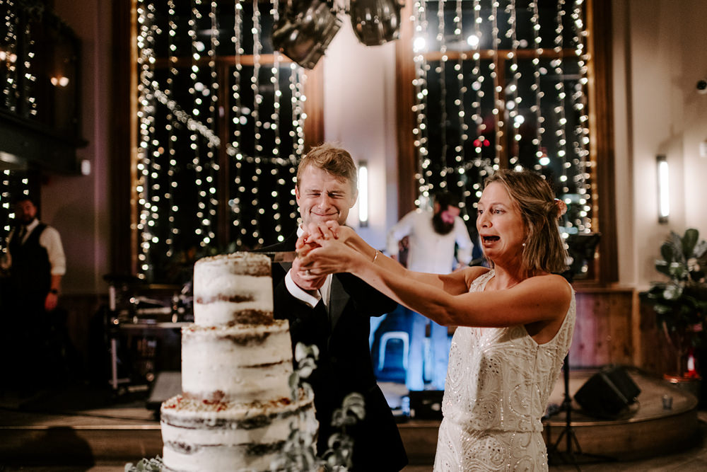 Semi Naked Cake Sponge Tall Rustic NYE Wedding Ellie Gillard Photography