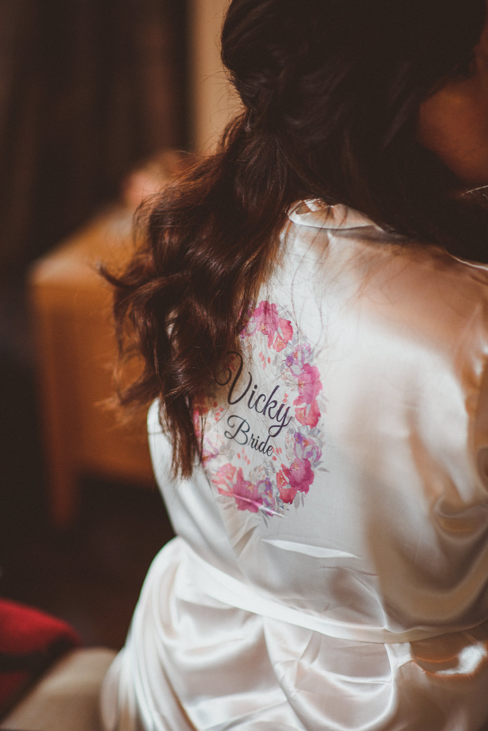 Bride Bridal Dressing Gown Robe Old Greens Barn Wedding Matt Penberthy Photography