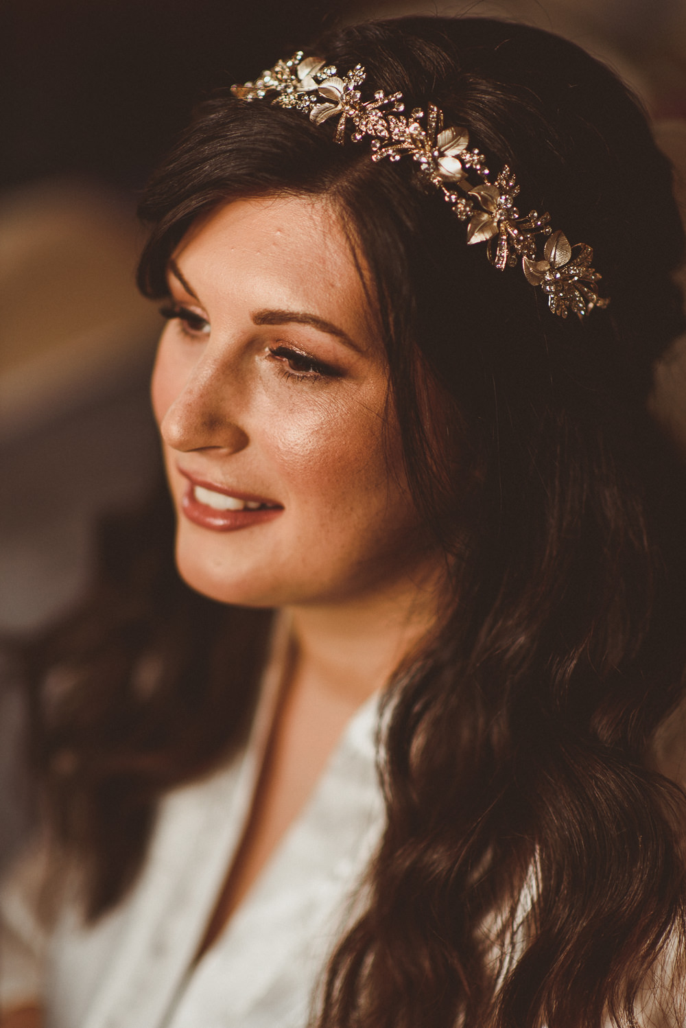 Bride Bridal Make Up Hair Accessory Crown Old Greens Barn Wedding Matt Penberthy Photography