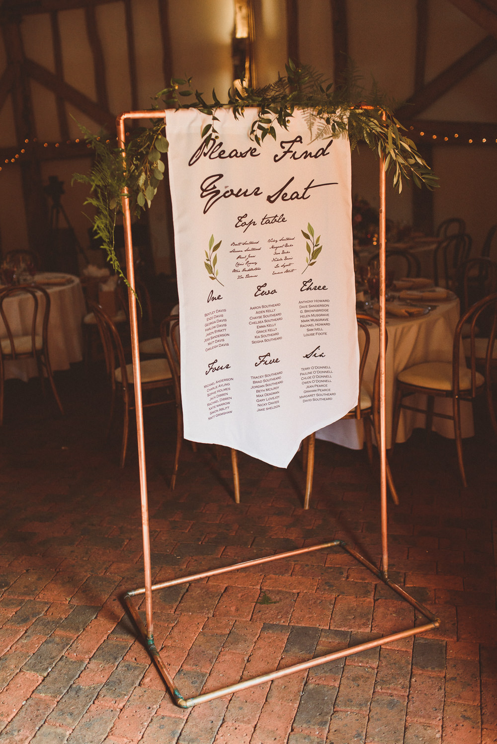 Table Plan Seating Chart Banner Frame Old Greens Barn Wedding Matt Penberthy Photography