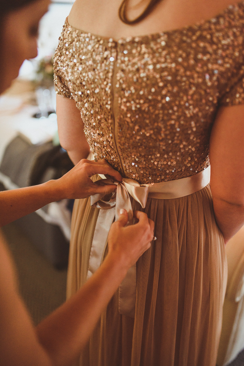 Bridesmaids Bridesmaid Dress Dresses Gold Sequin Old Greens Barn Wedding Matt Penberthy Photography