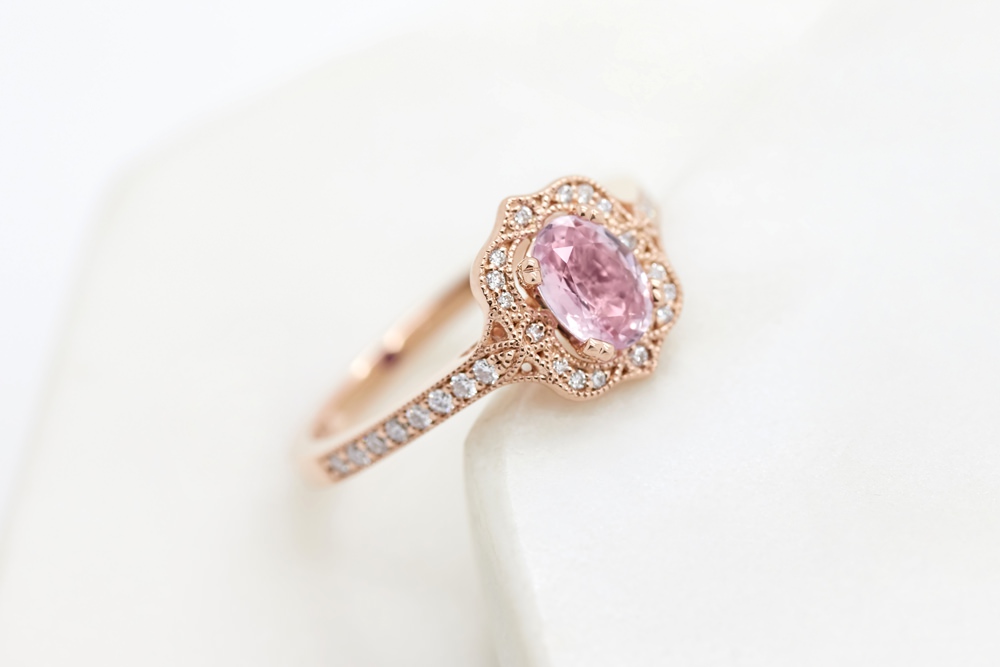 Colours of Sapphires Engagement Ring Wedding Band Pink