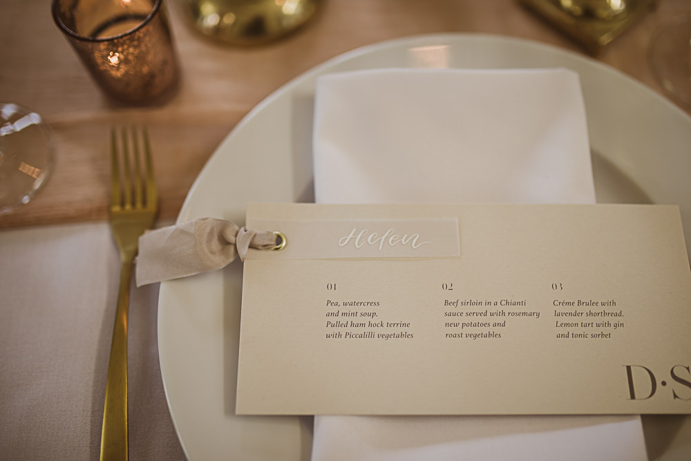 Place Setting Menu Card Small Wedding Ideas The Springles