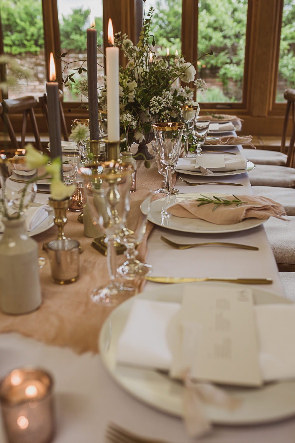 Table Tablescape Decor Candles Flowers Greenery Blush Pink Small Wedding Ideas The Springles