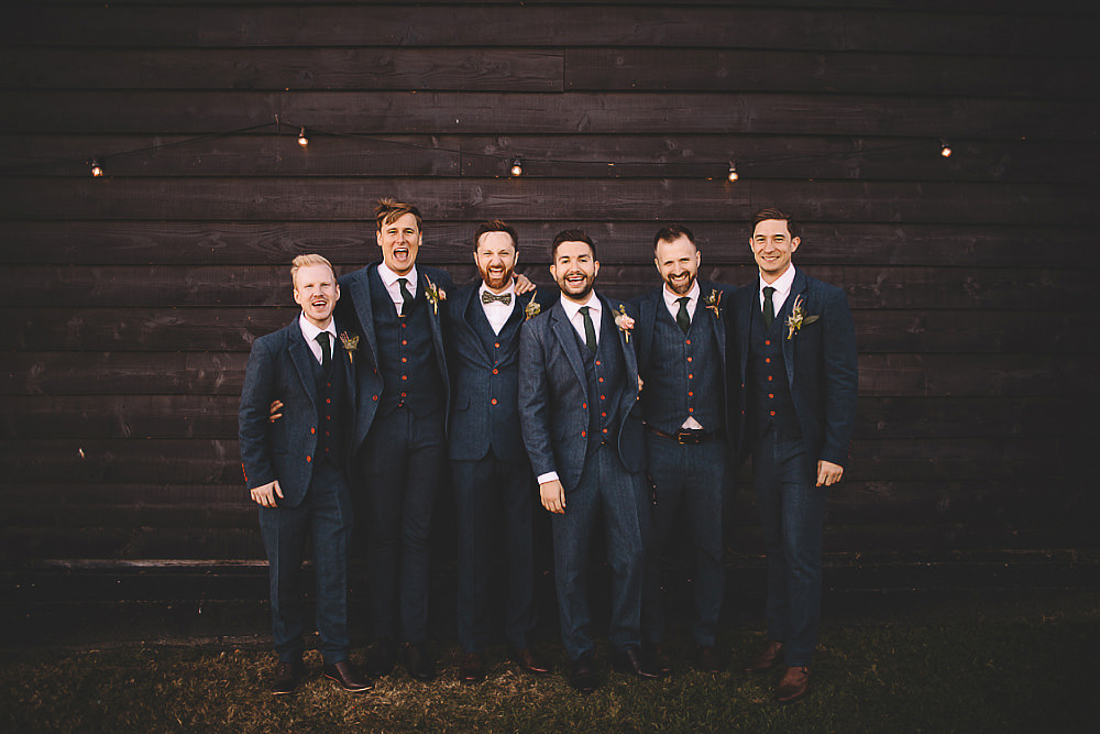 Groom Groomsmen Suit Blue Bow Tie Suffolk Barn Wedding Carrie Lavers Photography