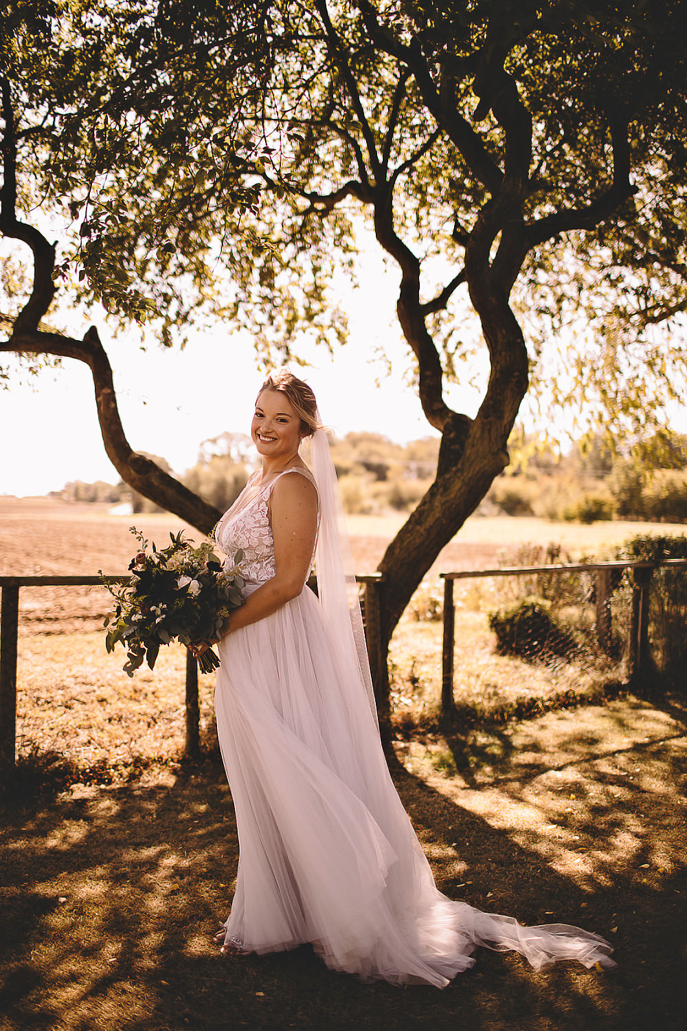 Dress Gown Bride Bridal Juno Watters Wtoo Tulle Straps Veil Suffolk Barn Wedding Carrie Lavers Photography