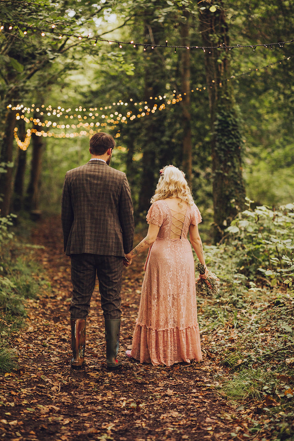 Pink Dress Gown Bride Bridal Boho Sisters Of The Tribe Treehouse Wedding Honeydew Moments