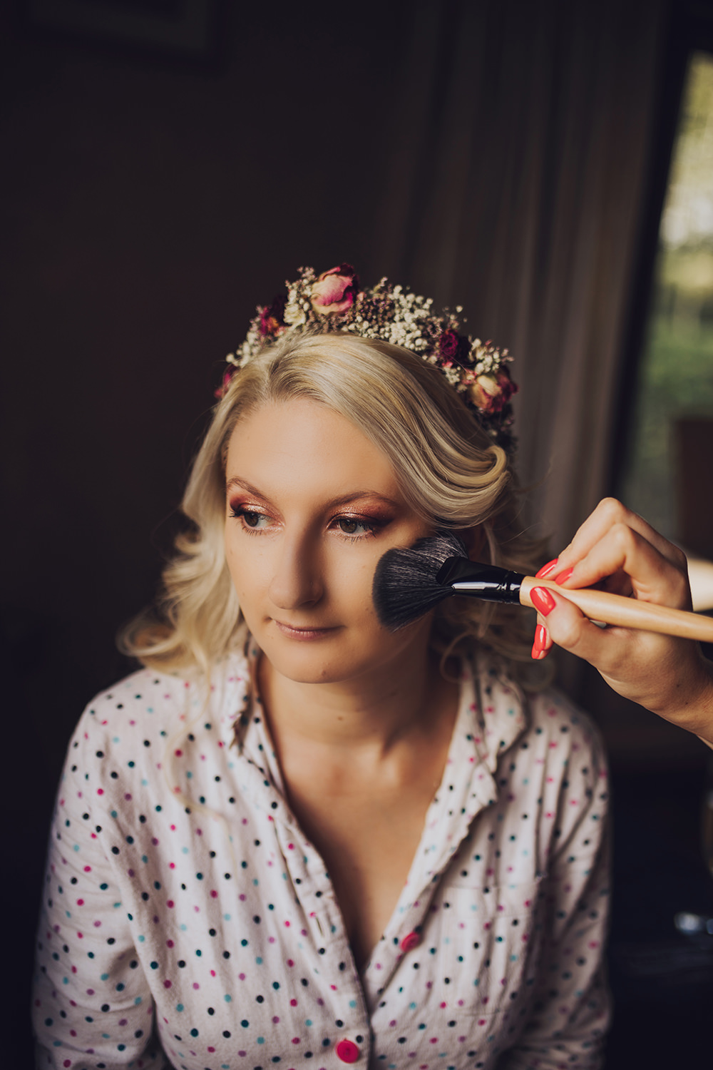 Bride Bridal Flower Crown Make Up Treehouse Wedding Honeydew Moments