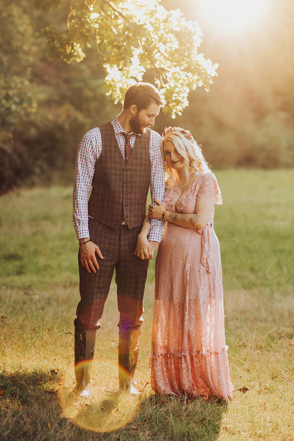 Pink Dress Gown Bride Bridal Boho Sisters Of The Tribe Treehouse Wedding Honeydew Moments