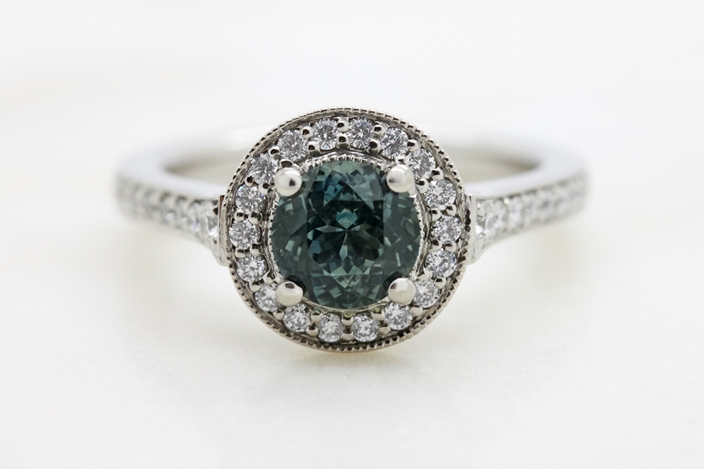 Colours of Sapphires Engagement Ring Wedding Band Green